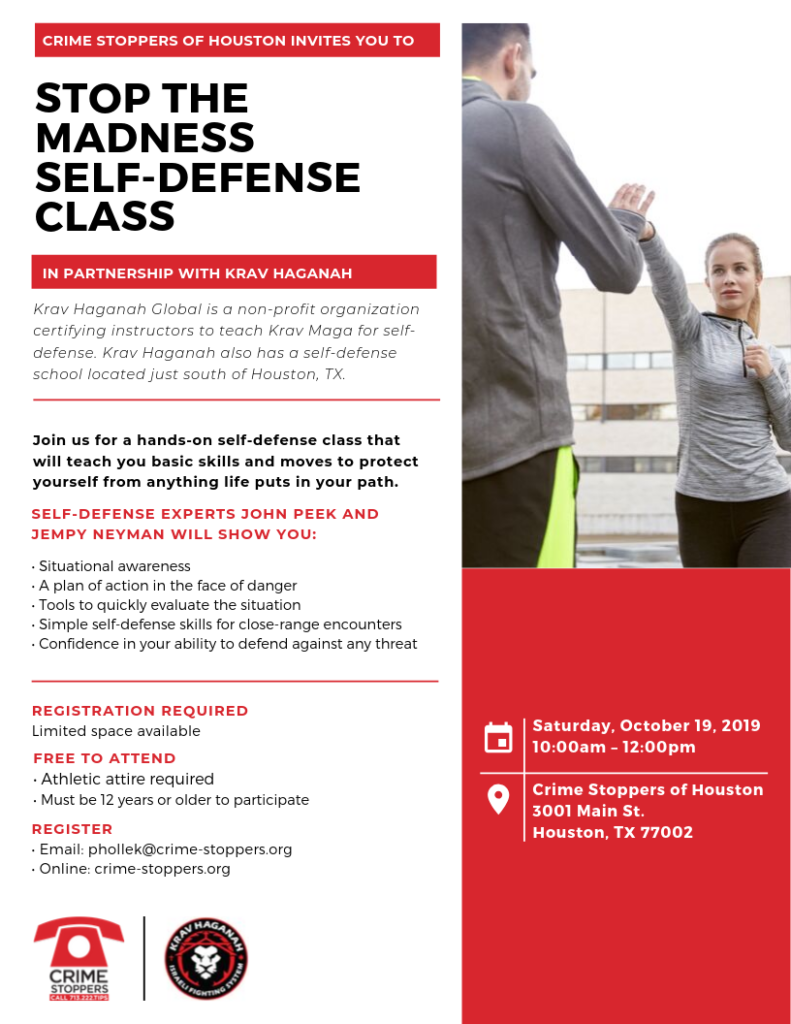 Stop the Madness Self Defense Class 10.19.19 Houston Crime Stoppers