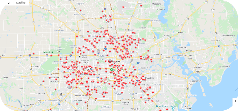 Aggravated Assault Q1 map Houston Crime Stoppers