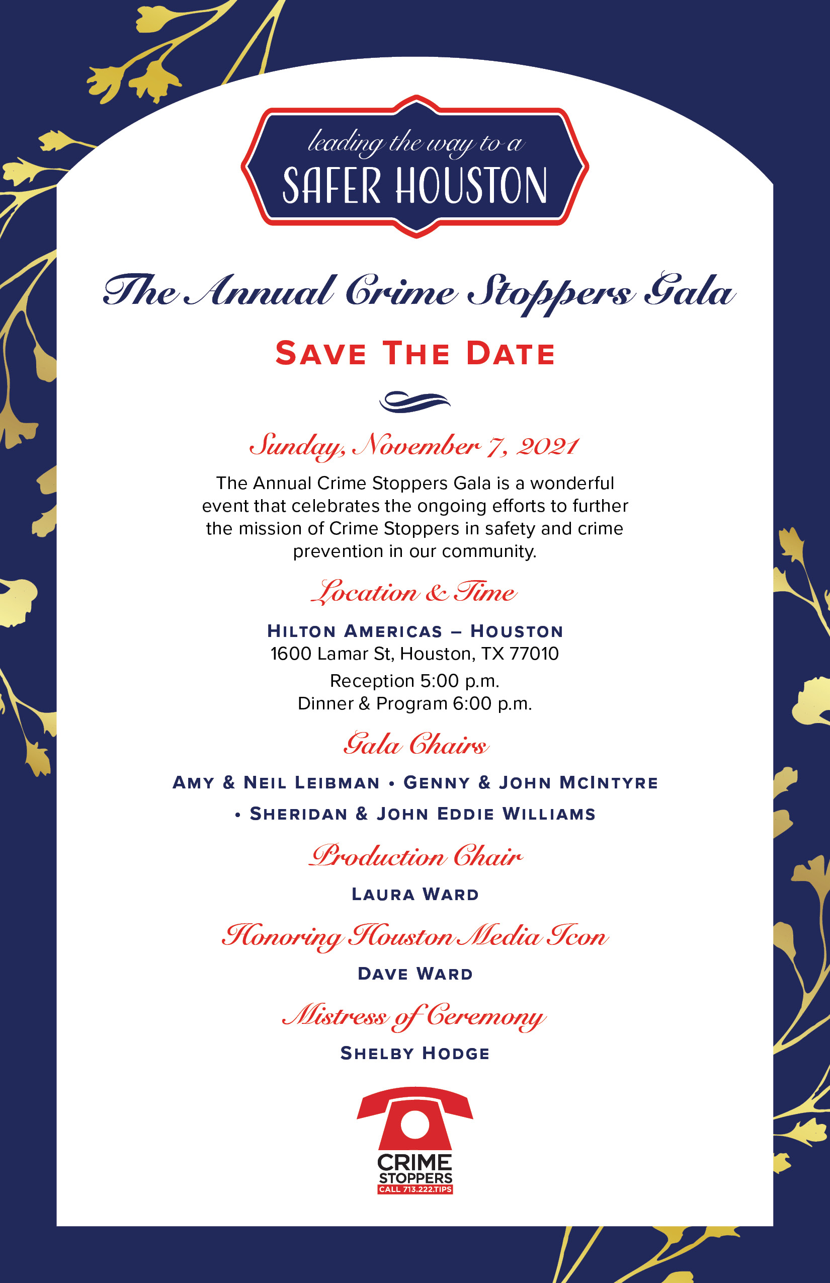 Save the Date Gala 2021 Houston Crime Stoppers