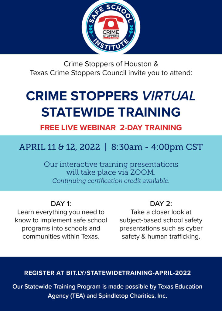 SWT April 2022 Flyer Houston Crime Stoppers