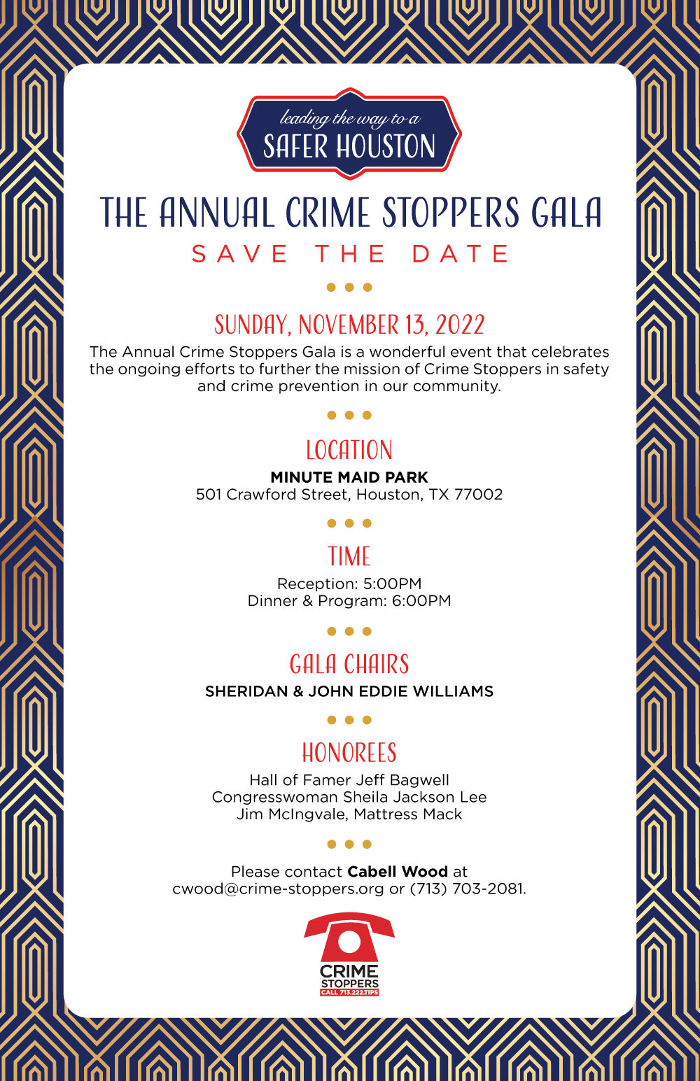 2022 Gala Save the Date Houston Crime Stoppers