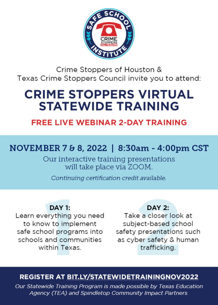 SWT Nov 2022 Flyer USE Houston Crime Stoppers