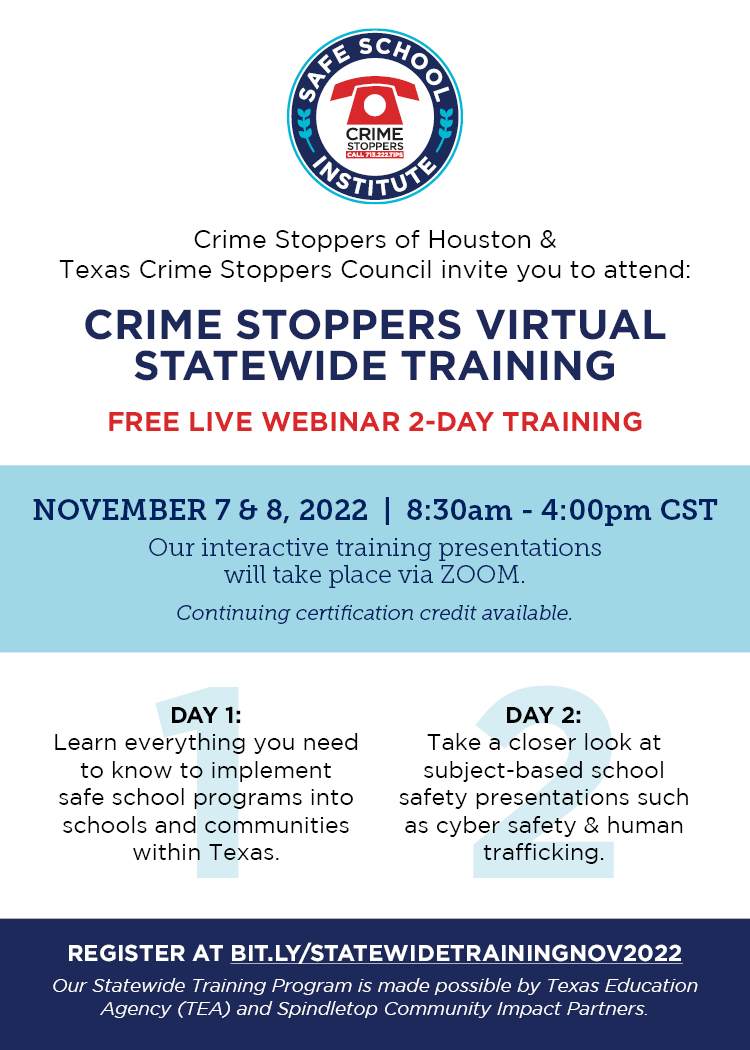 SWT Nov 2022 Flyer USE Houston Crime Stoppers