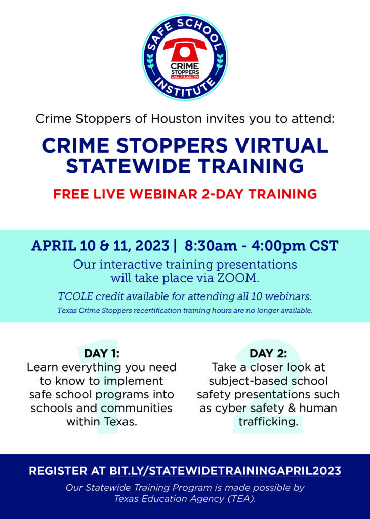 SWT April 2023 Flyer Houston Crime Stoppers