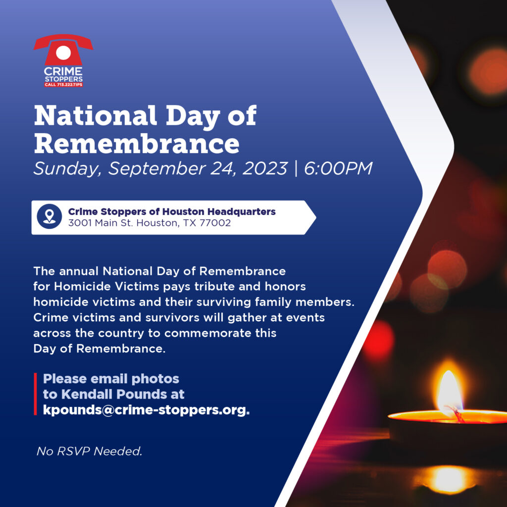 Day of Remembrance Flyer 5x5 23AUG23 Houston Crime Stoppers