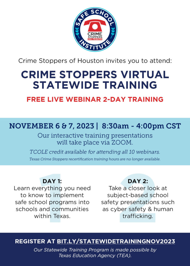 SWT Nov 2023 Flyer Houston Crime Stoppers