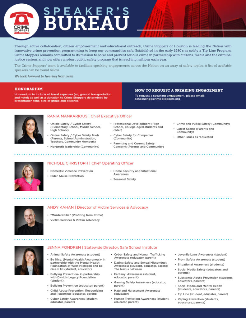 New Speakers Bureau 5MAY25 1 Houston Crime Stoppers